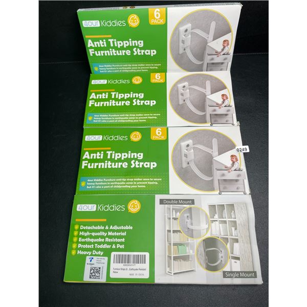 4 Boxes (6PCS Each) Anti-Tipping Furniture Straps/Safety Straps for Toddlers/Pets - New
