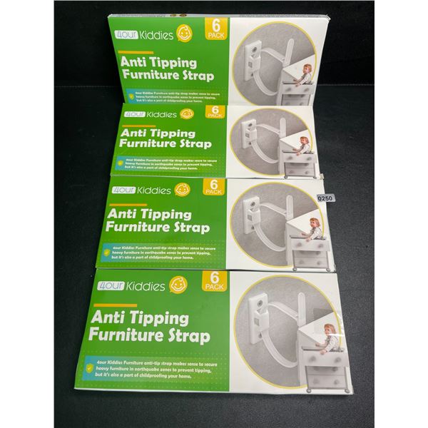 4 Boxes (6PCS Each) Anti-Tipping Furniture Straps/Safety Straps for Toddlers/Pets - New