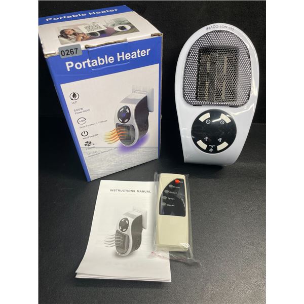 Portable Plug-In Heater; 500W Electric Heater with Remote Control - New
