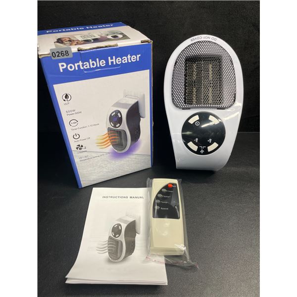Portable Plug-In Heater; 500W Electric Heater with Remote Control - New