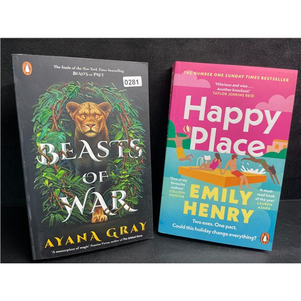 Lot of 2 New Paperback Books - "Beasts of War" by Ayana Gray & "Happy Place" by Emily Henry - New