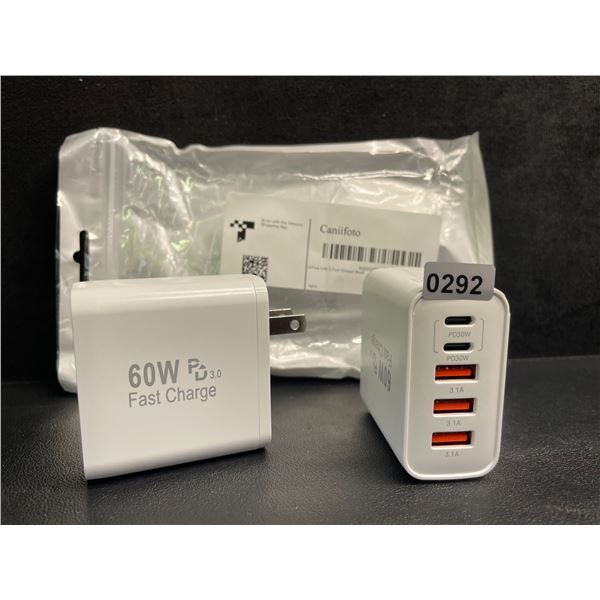 2-Pack 60W 5-Port USB-C Fast Charging Wall Blocks; 2x USB-C Ports & 3x USB-A Ports Each - New