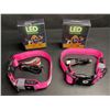 Image 1 : 2 Masbrill LED Light-Up Dog Collars - Rechargeable/Rainproof Super-Bright Design (Size S - Pink) New