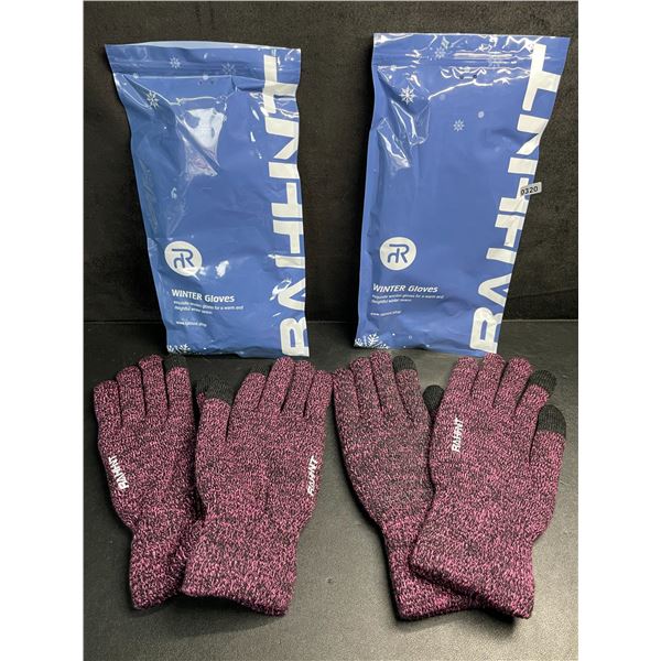 2 Pairs of Rahhint Touchscreen Capacitive Adult Gloves - Pink/Black Warm Gloves (Size XL) New