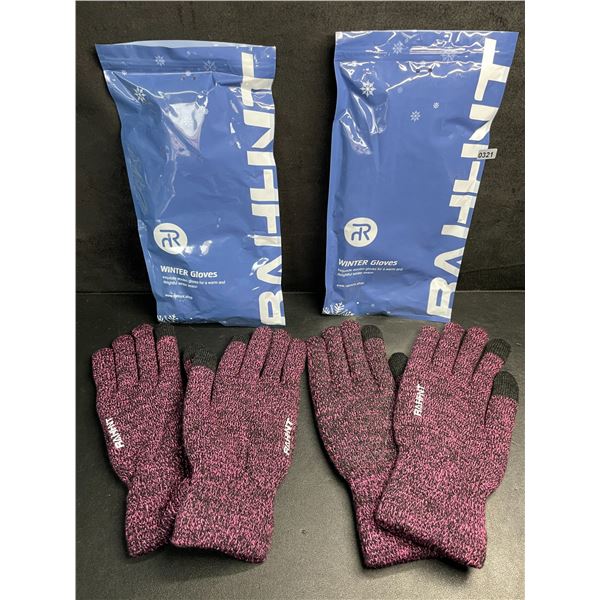 2 Pairs of Rahhint Touchscreen Capacitive Adult Winter Gloves - Pink/Black Warm Gloves (Size XL) New