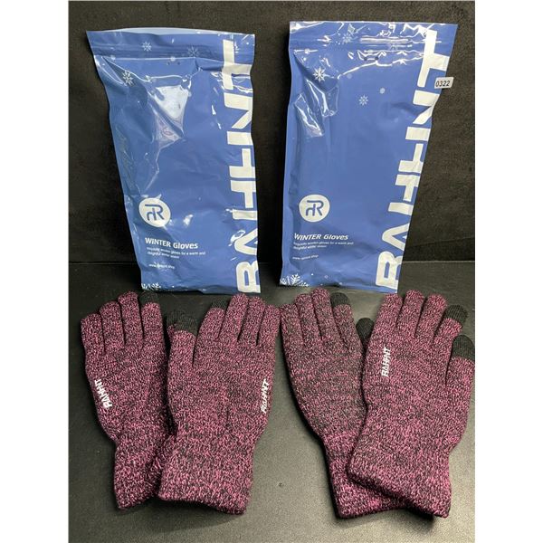2 Pairs of Rahhint Touchscreen Capacitive Adult Winter Gloves - Pink/Black Warm Gloves (Size XL) New