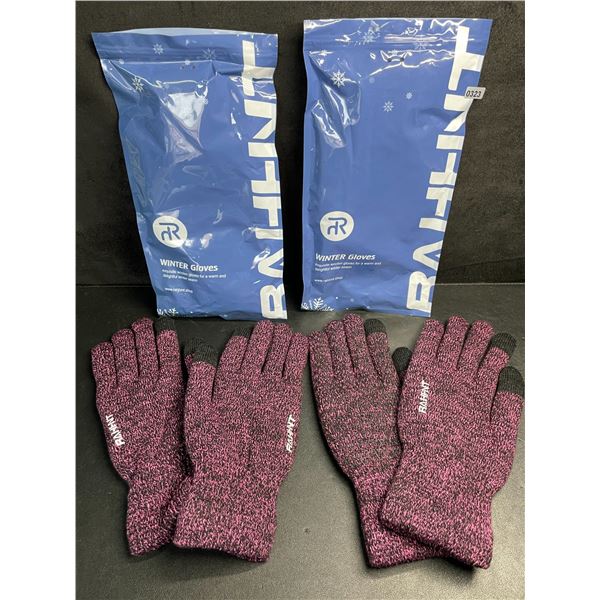 2 Pairs of Rahhint Touchscreen Capacitive Adult Winter Gloves - Pink/Black Warm Gloves (Size XL) New