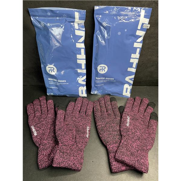 2 Pairs of Rahhint Touchscreen Capacitive Adult Winter Gloves - Pink/Black Warm Gloves (Size XL) New