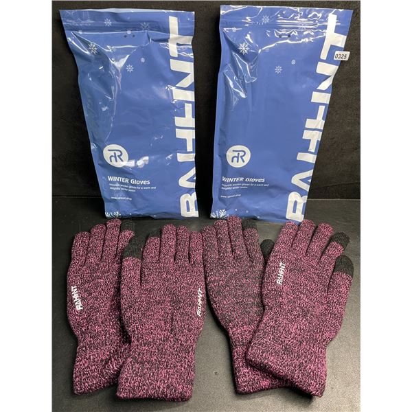 2 Pairs of Rahhint Touchscreen Capacitive Adult Winter Gloves - Pink/Black Warm Gloves (Size XL) New