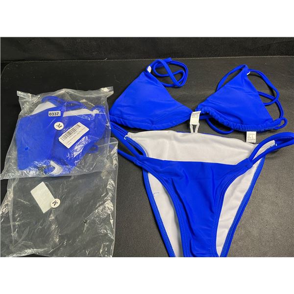 Lot of 2 Women's Blue 2-Piece Bathing Suits (Size M) - Brand New