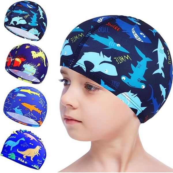 12pcs Waterproof Swimming Caps for Kids - Comfortable Swim Caps for Boys/Girls (Ages 2-12yrs) New