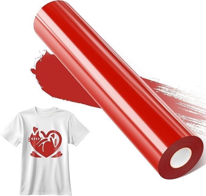 25FT Roll of Red Heat Transfer Vinyl; Iron-On HTV for Cricut/Heat Press ...