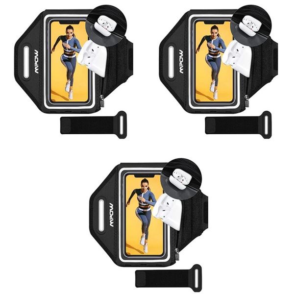 Lot of 3 MPOW Sports Armbands/Sweatproof Running Armband Phone Holders w/ Storage Pocket - New