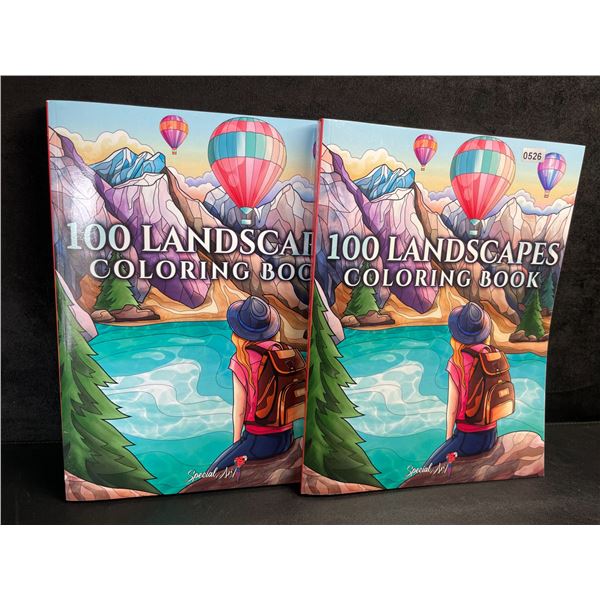 Lot of 2 Special Art's  "100 Landscapes" Adults Coloring Books - Intricate/Detailed Designs - New