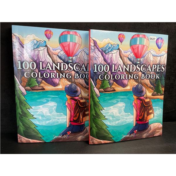 Lot of 2 Special Art's  "100 Landscapes" Adults Coloring Books - Intricate/Detailed Designs - New