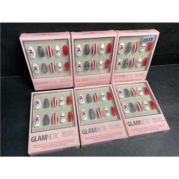 6 Packs of Glamnetic Press-On Nail Sets; Short Almond Design (Crybaby Clown Art) - New