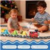 Image 5 : Electric Toy Train Set with Sound & Lights; Magnetic Connection Tracks & Road Signs Play Set - New