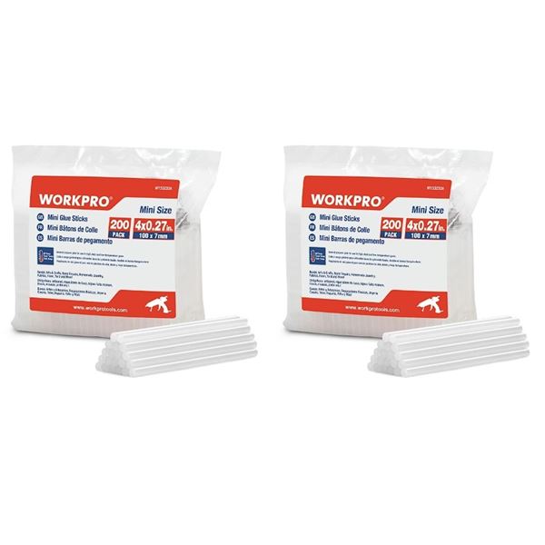 2 Packs (200PCS Each) WORKPRO Mini Multi-Purpose Hot Glue Sticks - For DIY/Crafts/etc. - New