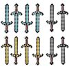 Image 1 : 12-Pack Inflatable Minecraft Swords/Pixel Swords - Long 25" Size - Blue/Grey/Yellow - New