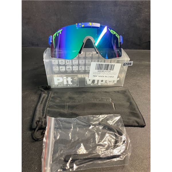 Pit Viper Polarized Sunglasses for Adults - Blue/Green Design, Speckled Frame, Polarized Lenses; New