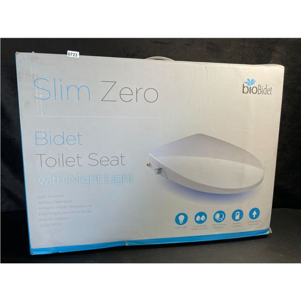 BioBidet Slim Zero Bidet Toilet Seat with Night Light - Easy to Install - Battery Operated - New
