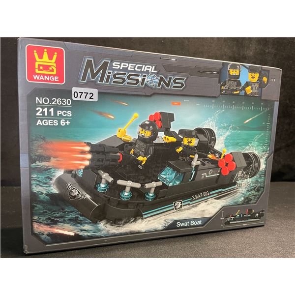 Special Mission Swat Boat 211PC Lego-Style Toy Building Set - New Sealed
