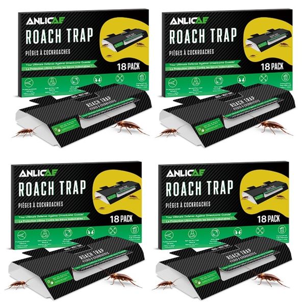 3 Boxes (18PCS Each) Pest/Bug/Cockroach Traps for Indoors - Sticky Glue Traps - New