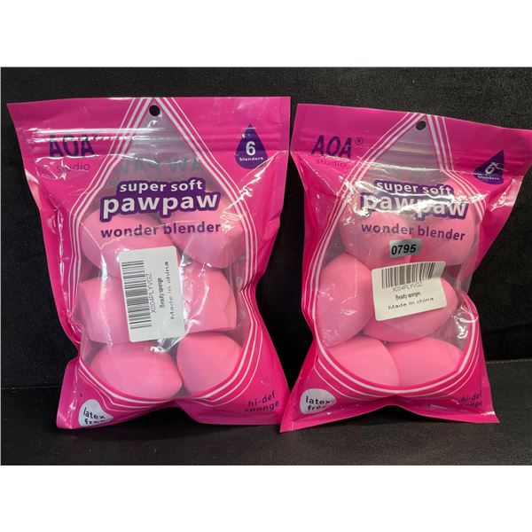 2 Packs (6PCS Each) Super Soft PawPaw Beauty Blender Sponges/Makeup Blenders (Pink) - New
