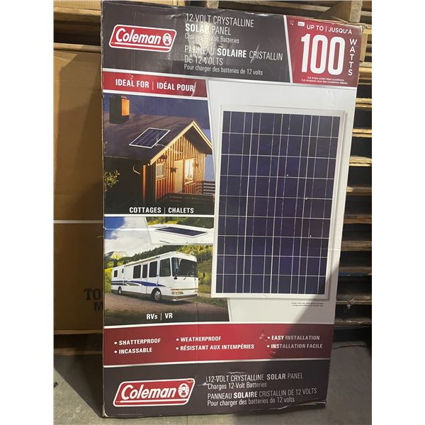 Coleman 12-Volt Crystalline Solar Panel - Charges 12V Batteries; Ideal for RV's/Remote Power/Boats