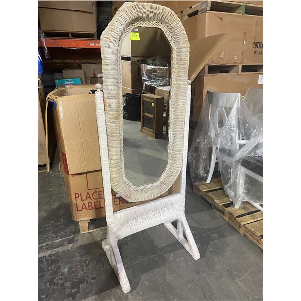 Freestanding Wicker/Rattan Mirror - Large 65.5" Height x 25.5" Width - Used
