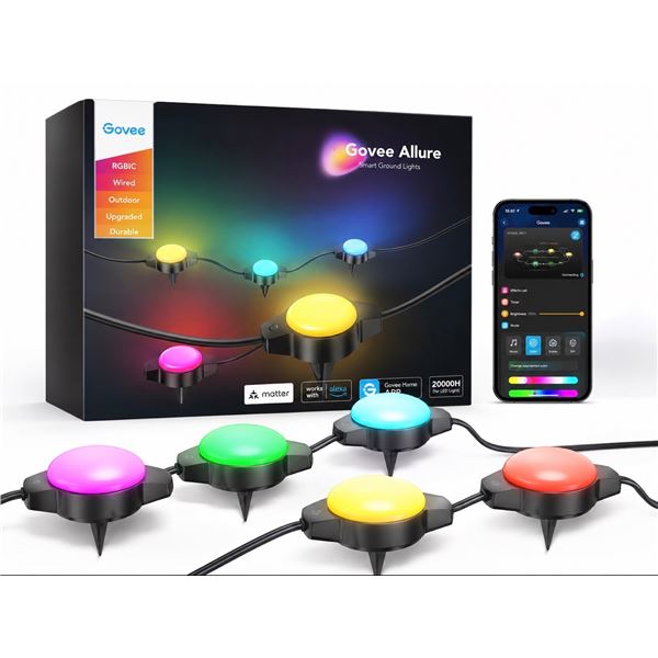 Govee Allure Smart RGBW Ground Lights for Outdoors (Model: H7050) - Open Box/Work