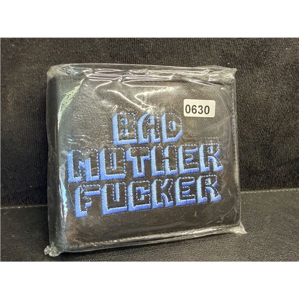 Pulp Fiction "Bad Mother Fucker" Men's Leather Bifold Letter-Printed Wallet - Black/Blue - New!