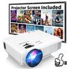 Image 1 : Eokeiy LED Projector with 100" Projector Screen - New