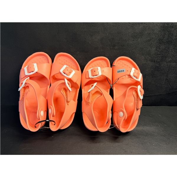 2 Pairs of Coral Pink Sandals - Size 11.5 Little Kids - New