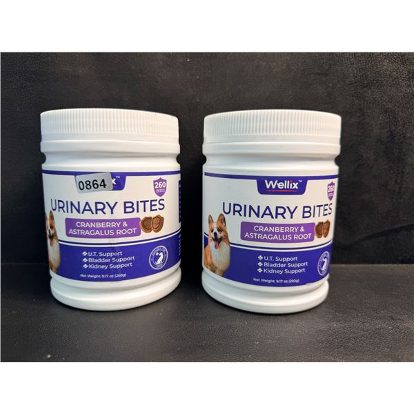 2 Tubs of Wellix Urinary Bites for Dogs (260g) U.T/Bladder/Kidney Support Supplements - New