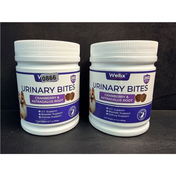 2 Tubs of Wellix Urinary Bites for Dogs (260g) U.T/Bladder/Kidney Support Supplements - New