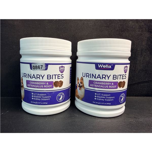 2 Tubs of Wellix Urinary Bites for Dogs (260g) U.T/Bladder/Kidney Support Supplements - New