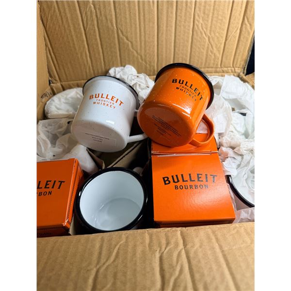 Box of 48PC Bulleit Bourbon Enamel Mugs - Fireside Mugs - New
