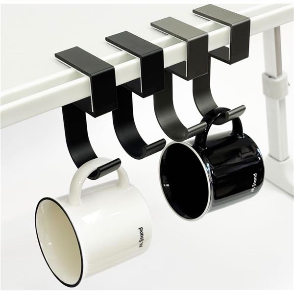 2 Boxes of 4PC Clamp-On Under-Desk Hooks - Great for Hanging Mugs/Bags/Backpacks - New