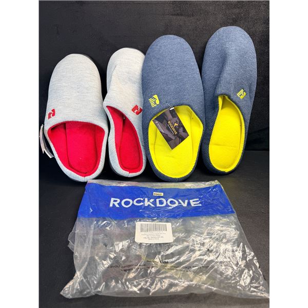 2 Pairs of Rockdove Two-Tone Memory Foam Slippers with Grip Bottom (XL) - New