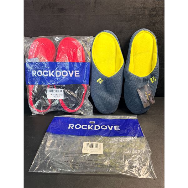 2 Pair of Rockdove Memory Foam Slippers with Grip Bottom (Size XL) - New