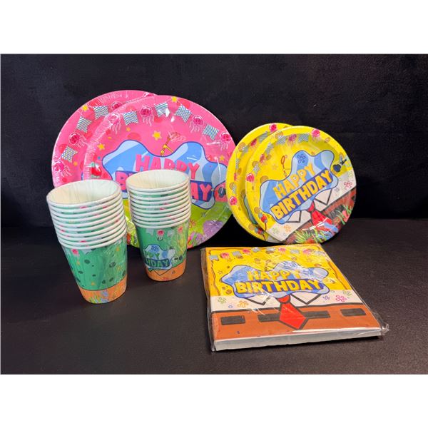 Spongebob Party Supply Set (80pcs) Includes Plates/Cups/Napkins for Birthday Parties - New