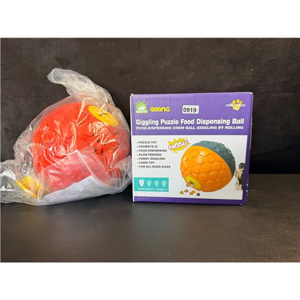 Funny/Giggling Puzzle Food Dispensing Ball for Dogs - Chew Ball/Treat Toy - New