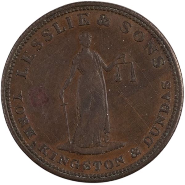 Canada Upper 1828 Half Penny Leslie & Sons Token UC-2A4