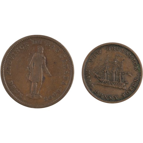 Lower Canada and New Brunswick Half Penny / Penny Lot (2 Pieces)