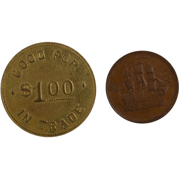 Canada Otterville Ont. Merchant Token & Ships and Colonies Token (2 Pieces)