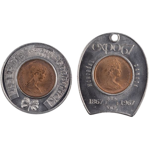 Canada Lucky Encased Penny Lot 1966 & Expo 1967 (2 Pieces)