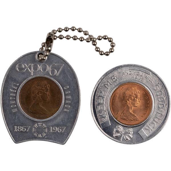 Canada Lucky Encased Penny Lot 1966 & Expo 1967 (2 Pieces)