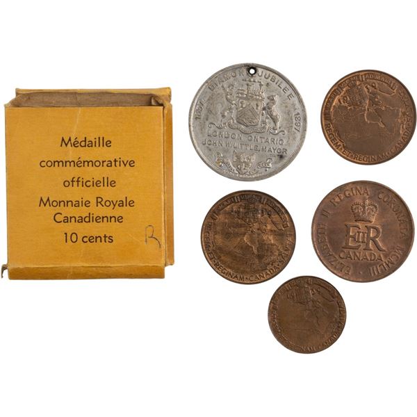 Canada Royal Visit and Coronation Medals (5 Pieces)
