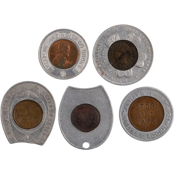 United States Incased Lucky Penny Cent Lot (5 Pieces)